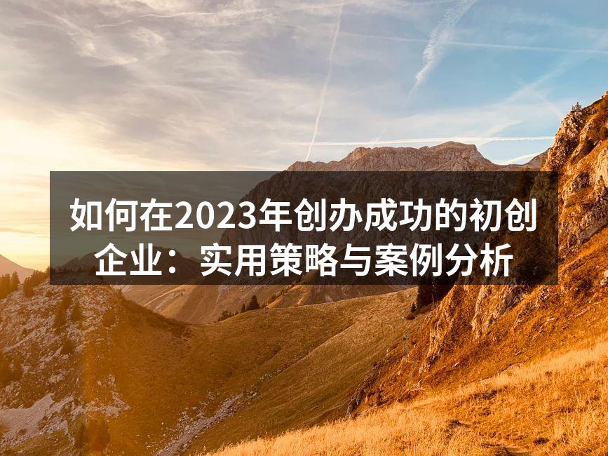 如何在2023年创办成功的初创企业：实用策略与案例分析